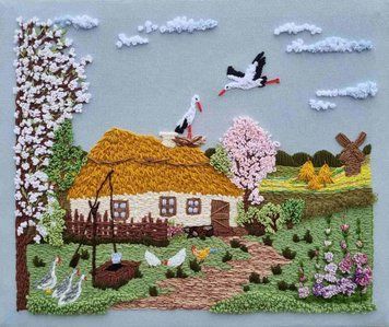 Килимова вишивка. Пейзаж "Батьківська хата" 20001 фото